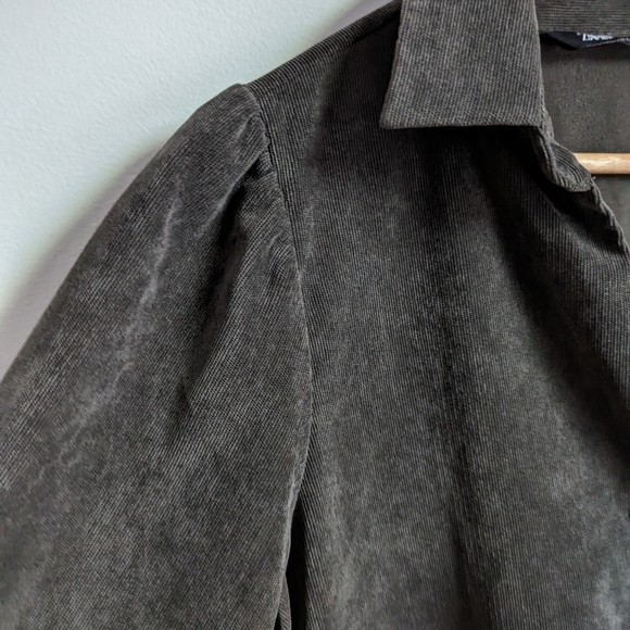 ZARA Forest Green Casual Academia Button Front Long Sleeves Mini Dress Large - Picture 7 of 14